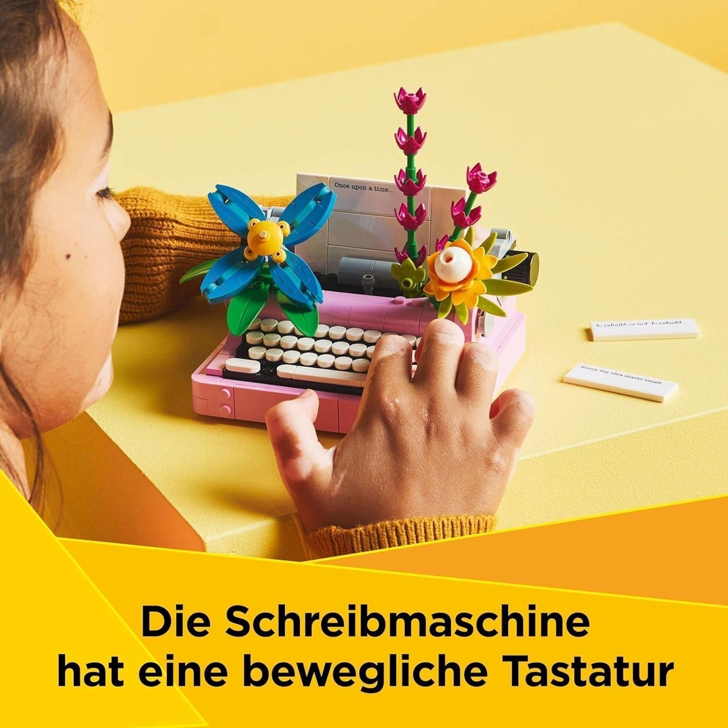 LEGO Creator 3In1 skrivmaskin med blommor - konvertibel leksak till en Keytar-modell eller till en blomkruka med anteckningsbok och penna - byggset - present till flickor och pojkar från 8 år 31169 Byggset Besuche den LEGO-Store