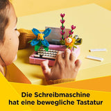 LEGO Creator 3In1 skrivmaskin med blommor - konvertibel leksak till en Keytar-modell eller till en blomkruka med anteckningsbok och penna - byggset - present till flickor och pojkar från 8 år 31169 Byggset Besuche den LEGO-Store
