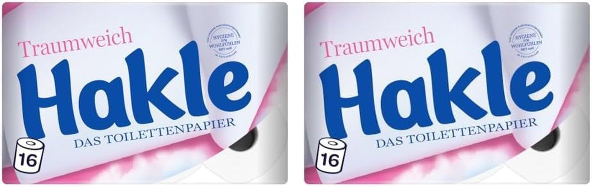 Hakle Traumweich Toalettpapper - 16 rullar, skonsam rengöring för välbefinnande (2-pack)