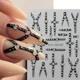 2PCS 5D Relief Gothic Punk Nagelsticker, Nagel Sticker Selbstklebend Kreuz Und X-Form Halloween Nagelaufkleber, Nageldesign Zubehör Für Damen Nail Art