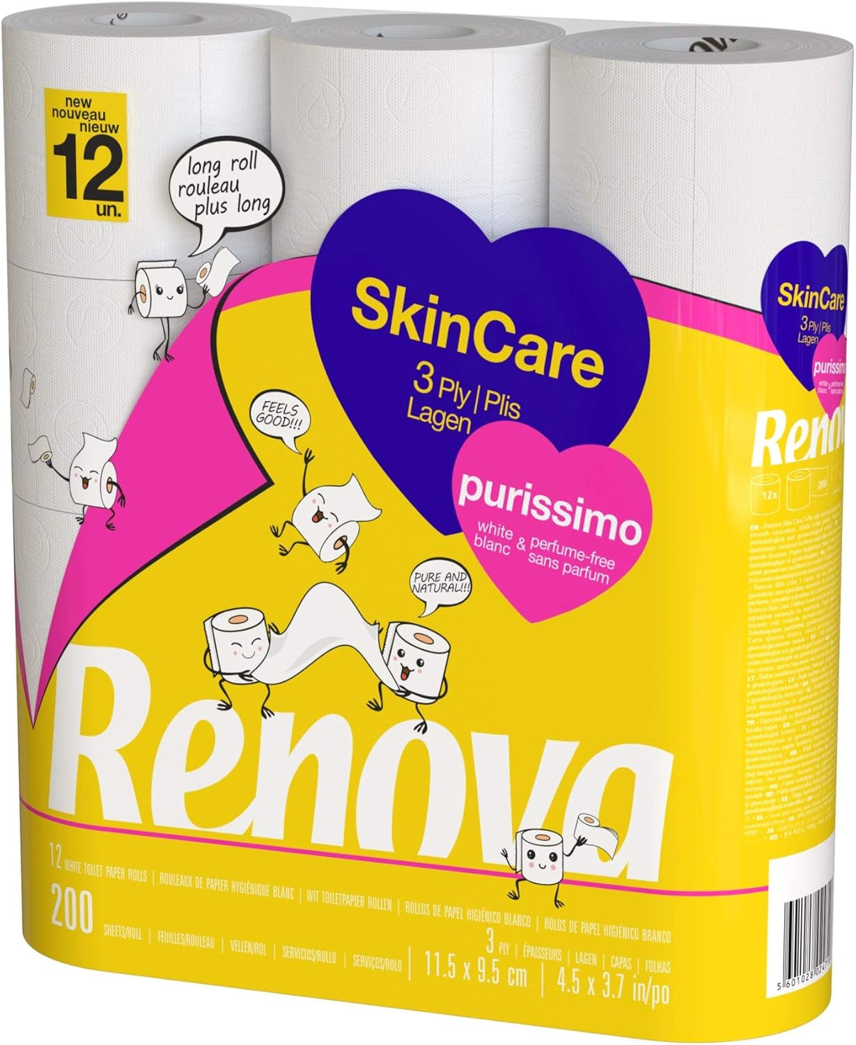 Renova Skincare Purissimo toalettpapper, 12 rullar, vitt