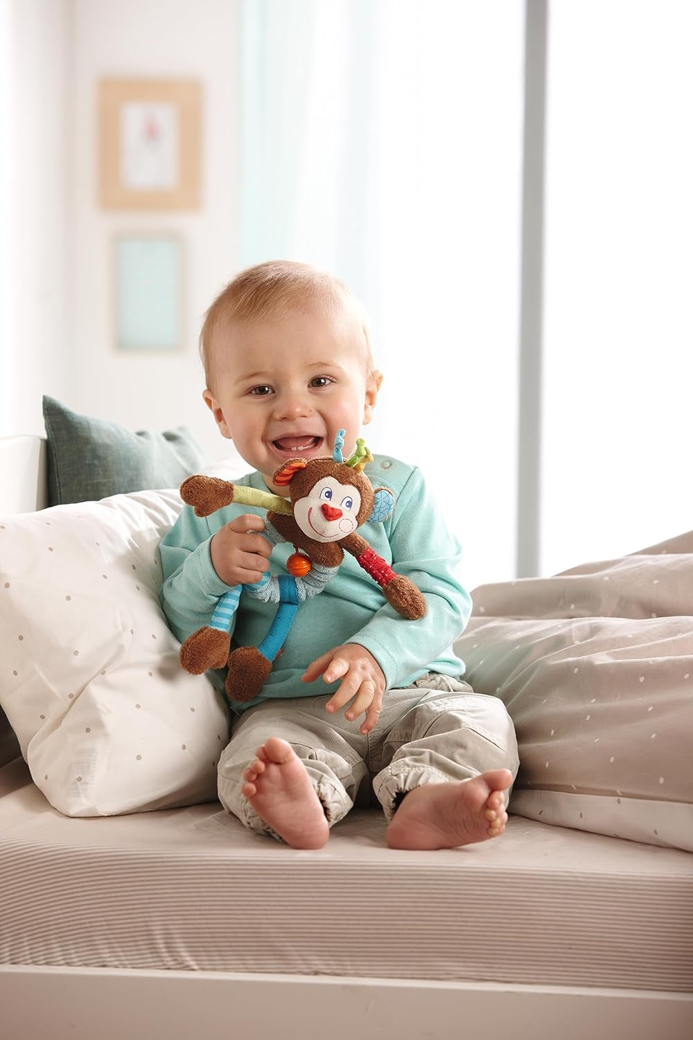 HABA 302999 - Lino apan, plyschleksak med massor av effekter att leka med och upptäcka, leksak för barn från 6 månader Leksaker Bebe Naty Shop