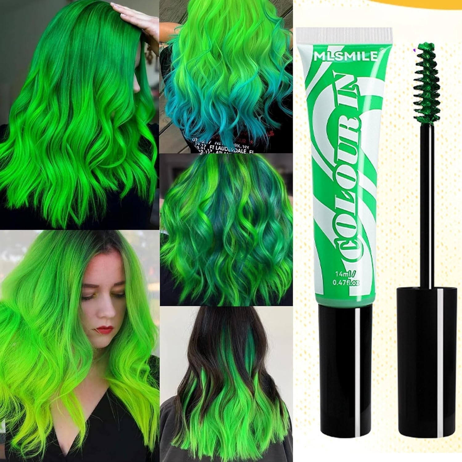 Green Temporary Hair Dye - 14ml Hårkrita Hårfärgning, tvättbar grön hårfärgstav, Omedelbar färg hårkrita, Carnival Chalk Hårfärgning till jul Halloween, Carnival, Cosplay Hair Dye Naty Shop