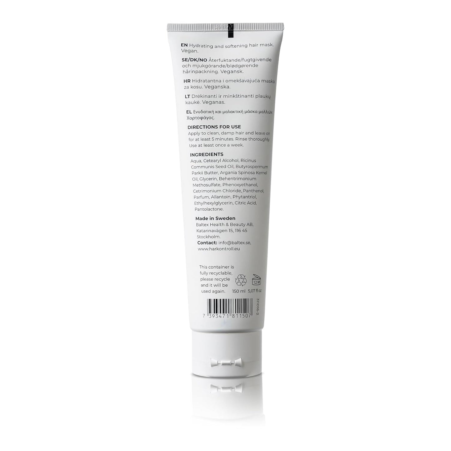 Harkontroll Deep Intense Hydrating Mask, intensiv återfuktande hårmask, 150 ml Hårmask Naty Shop