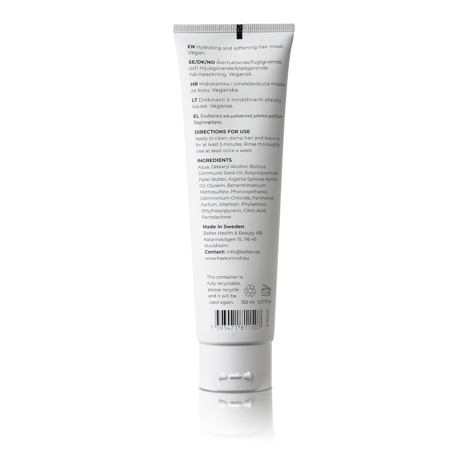 Harkontroll Deep Intense Hydrating Mask, intensiv återfuktande hårmask, 150 ml Hårmask Naty Shop