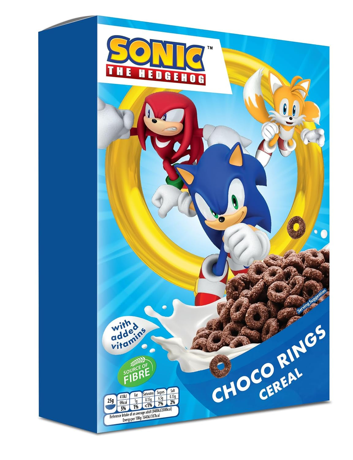 Sonic Choco Rings flingor, vete, havre och majs chokladringar för den perfekta frukosten, med tillsatta vitaminer, 1 förpackning (1 x 350g)