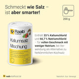 Raab Vitalfood Kalium salt-Mischung, Mineralsalzmischung med 66,7% Natriumchlorid (Kochsalz) och 33% Kaliumchlorid, Kalium trägt zur Aufrechterhaltung eines normalen Blutdruck bei (1 x 200 g Dos)