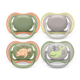 Philips AVENT ultraluftnappar - paket med 4 BPA-fria nappar som andas för bebisar 6-18 månader, inklusive bärväska och sterilisering, sköldpadda/valmönster (modell SCF085/66)
