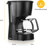 Tristar kaffebryggare, kapacitet 6 koppar, 600W, varmhållningsfunktion, automatiskt stopp, permanent filter, anti-droppsystem, kompakt och portabel, lätt att rengöra, CM-1246