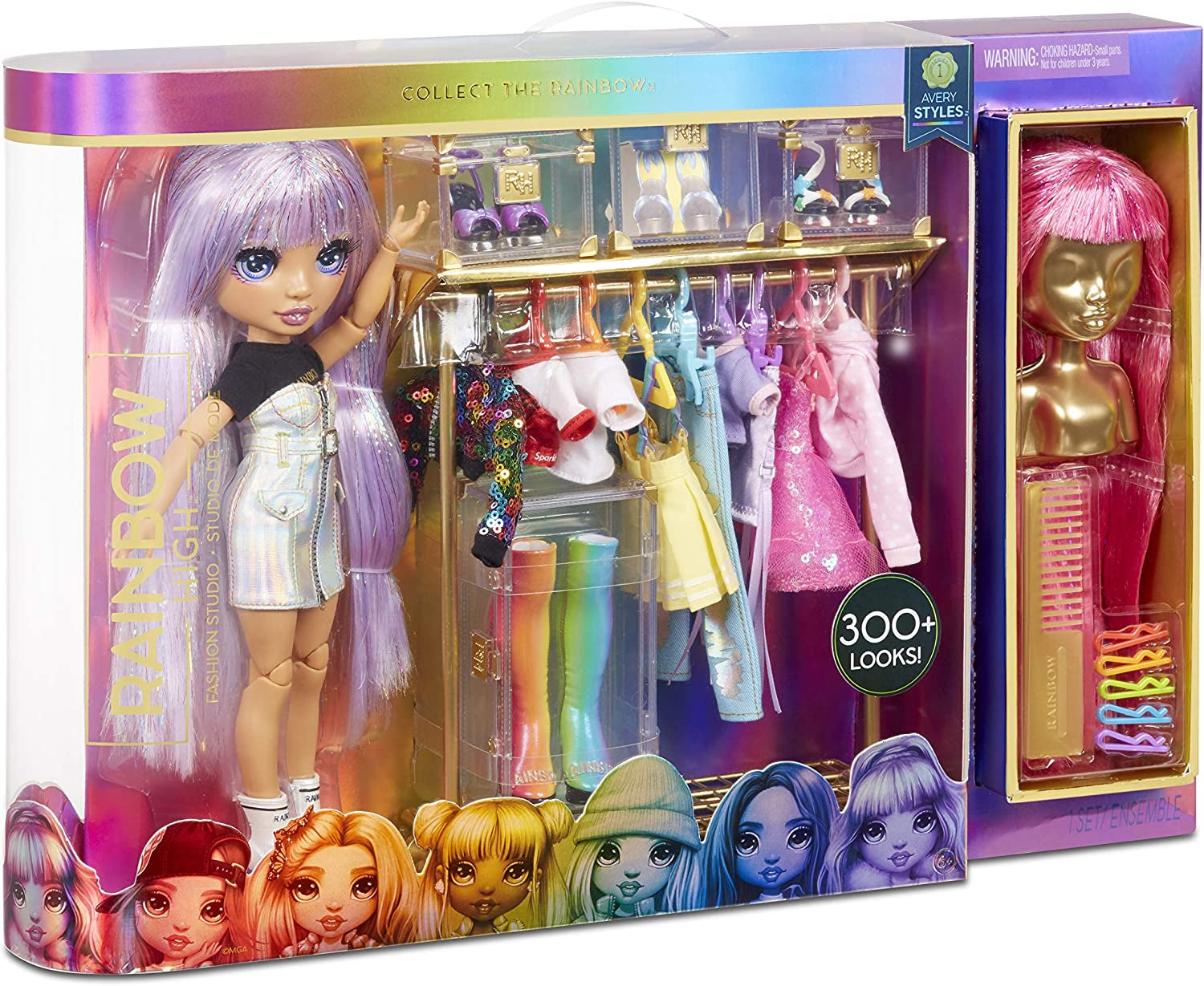Rainbow High 571049 Fashion Studio - Exklusiv docka med kläder, accessoarer och 2 glänsande peruker - Skapa över 300 outfits!