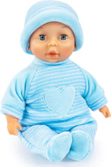 Bayer Design 92802AU My First Baby 28cm, Baby Doll, Mjuk kroppsdocka med sovande ögon, Mycket praktisk, Söt outfit, Blå med hjärta