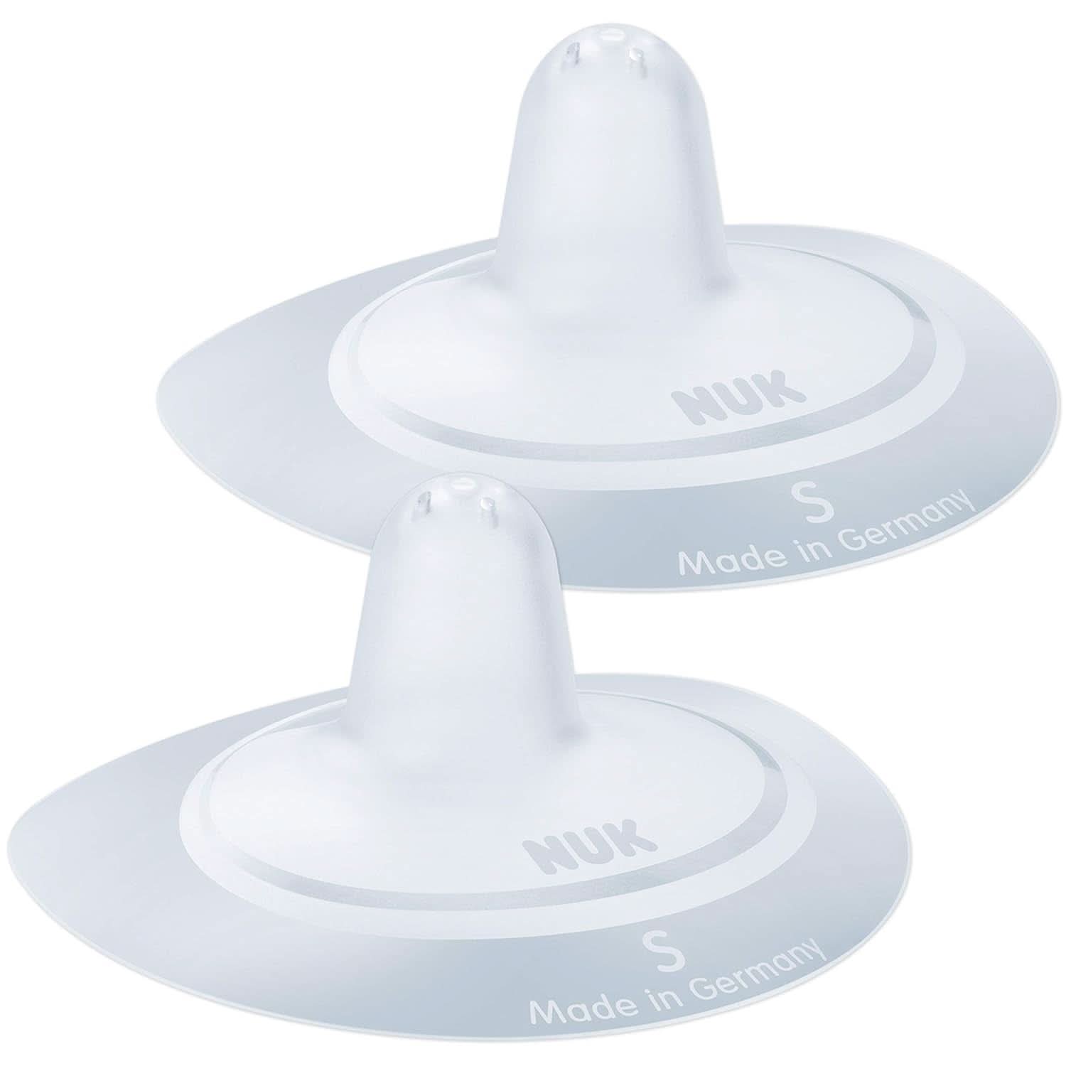 NUK nippelskydd | Amningsbröstskydd | Skyddar mot ömma bröstvårtor | Tunn silikon | Storlek S (16Mm) | 2 st Barnmat och amningstillbehör Naty Shop