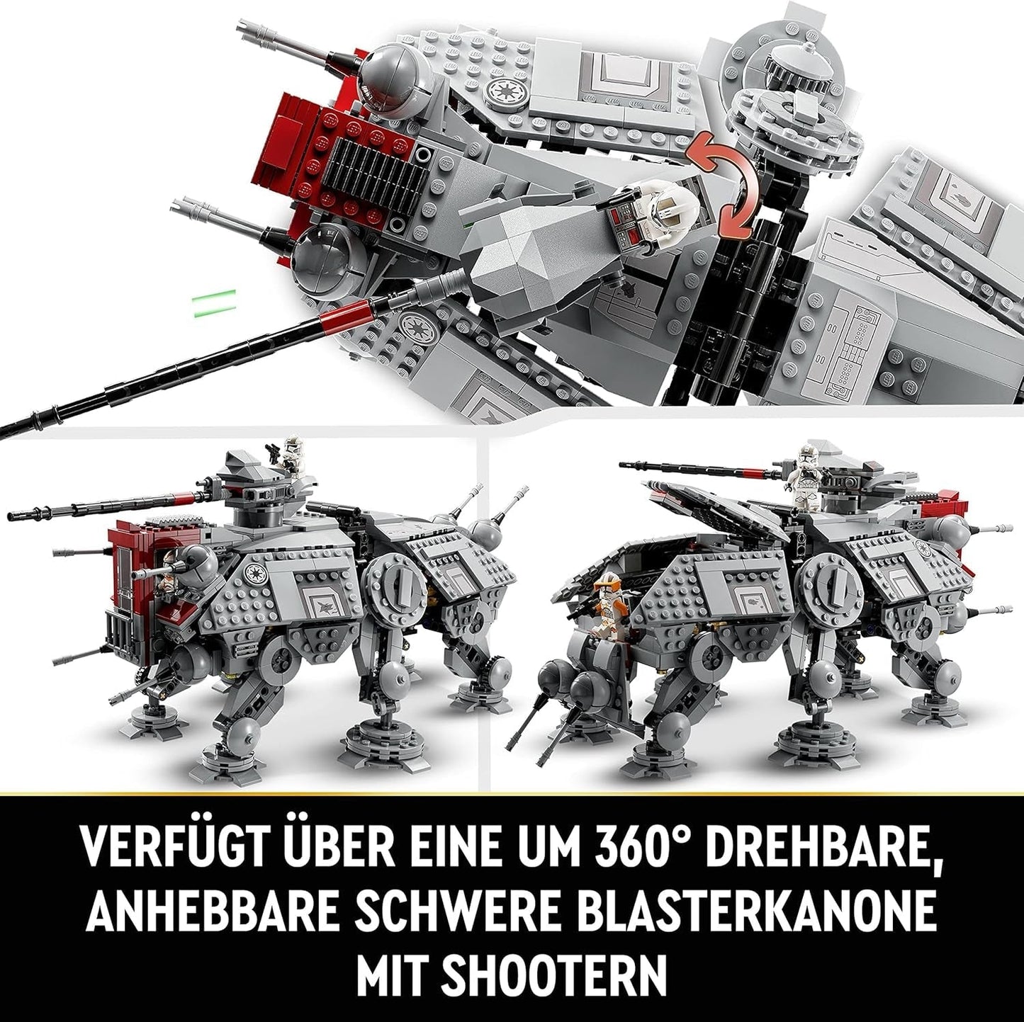 LEGO Star Wars At-Te Walker Mobilleksaksmodell Minifigur Set Inkluderar 3 Clone Troopers, Battle Droider och Dwarf Spider Droid 75337 Byggset Besuche den LEGO-Store