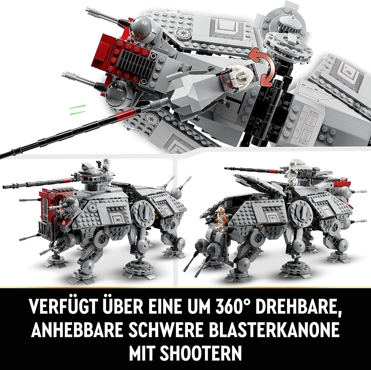 LEGO Star Wars At-Te Walker Mobilleksaksmodell Minifigur Set Inkluderar 3 Clone Troopers, Battle Droider och Dwarf Spider Droid 75337 Byggset Besuche den LEGO-Store