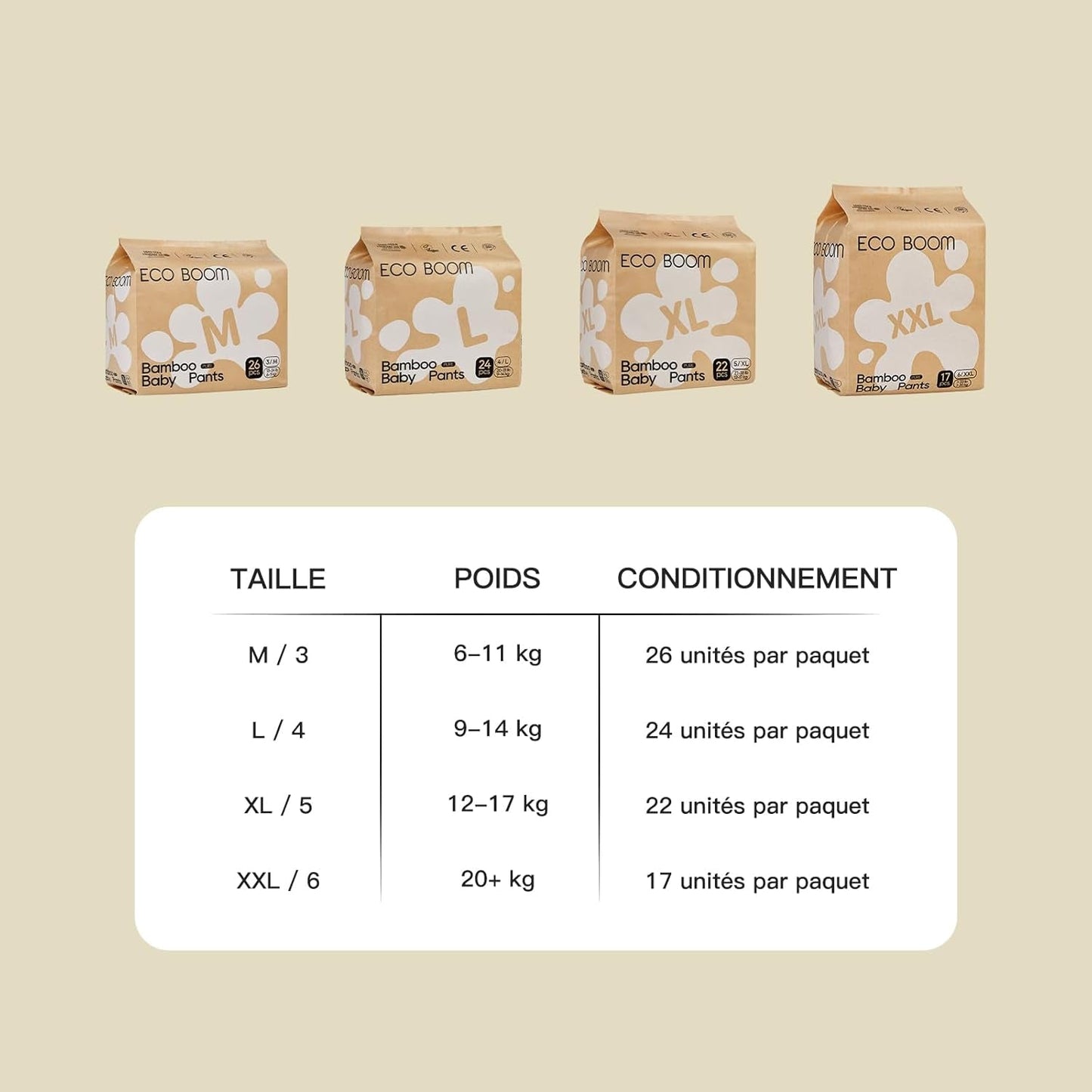 ECO BOOM Bamboo babyblöjor - storlek 6 (20 kg), växtbaserade Pull-Up blöjor (17 st) - Ekologiskt premium, parfymfritt, hudvänligt, superabsorberande