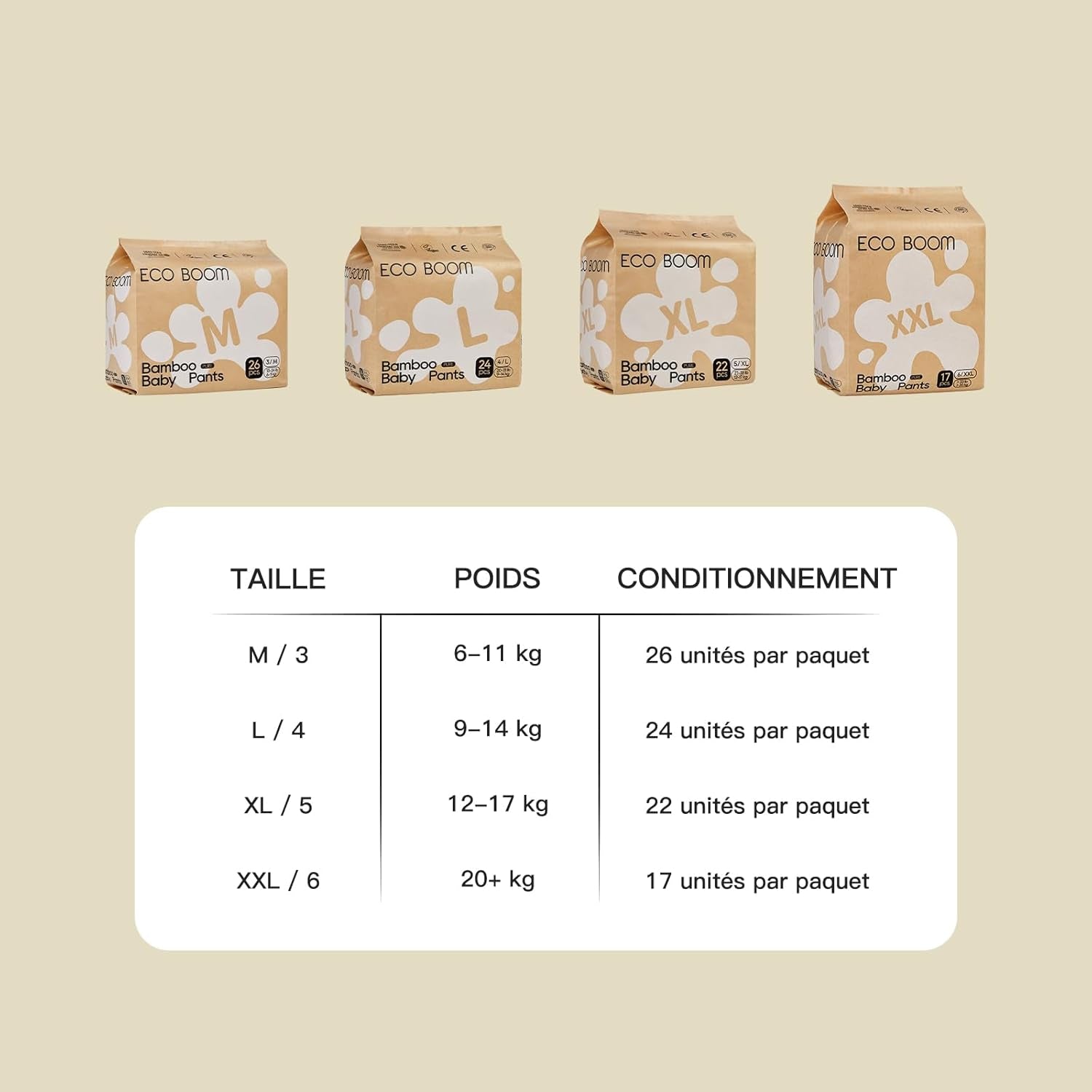 ECO BOOM Bamboo babyblöjor - storlek 6 (20 kg), växtbaserade Pull-Up blöjor (17 st) - Ekologiskt premium, parfymfritt, hudvänligt, superabsorberande