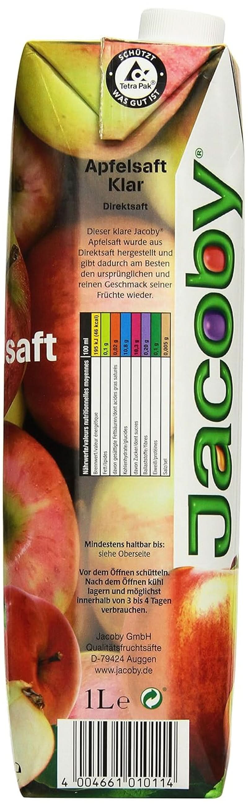 Jacoby 100 % klar äppeljuice, 6 x 1 liter Alkoholfria drycker Naty Shop