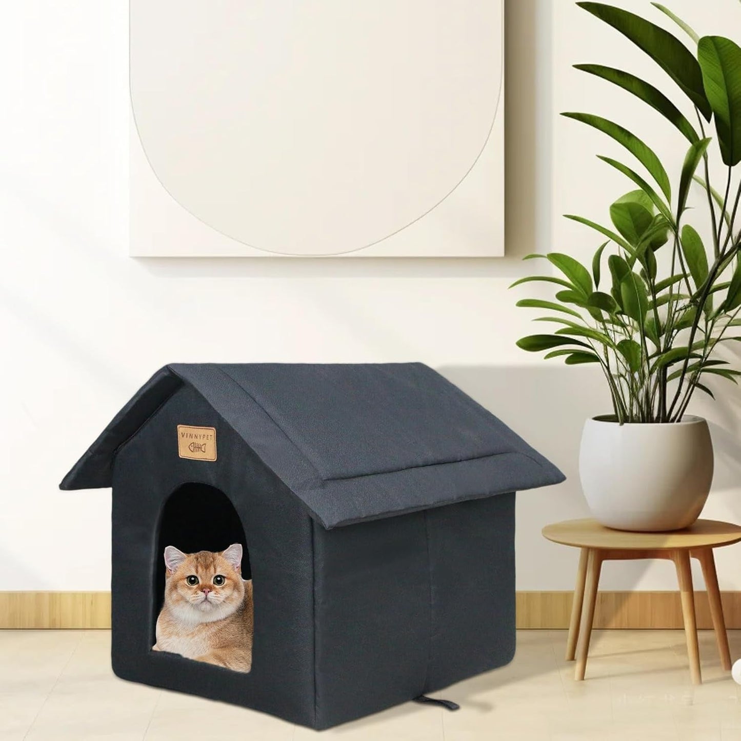Katzenhaus Für Draußen Winterfest Wasserdicht Wetterfester Katzenhöhle Haustierhaus mit Katzenmatte Varm Hundehöhle Waschbar Hundehaus Tierheim Für Streuner Haustiere 40x35x40