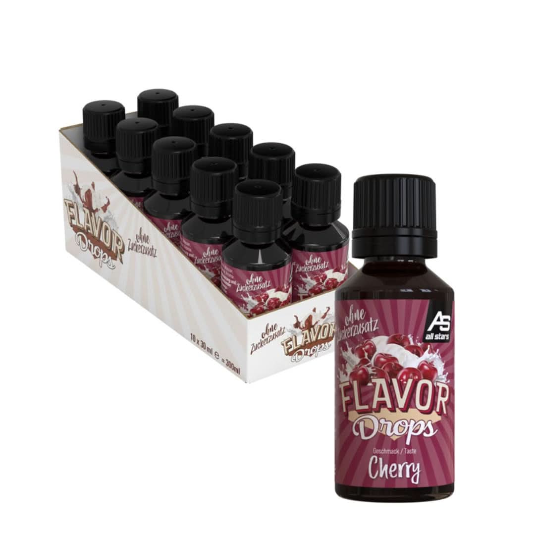ALL STARS Flavor Drops, Smaksatta droppar utan tillsatt socker och utan kalorier - Sötma och smak för mat, 30 ml Sötningsmedel Naty Shop Cherries 10 x 30 ml