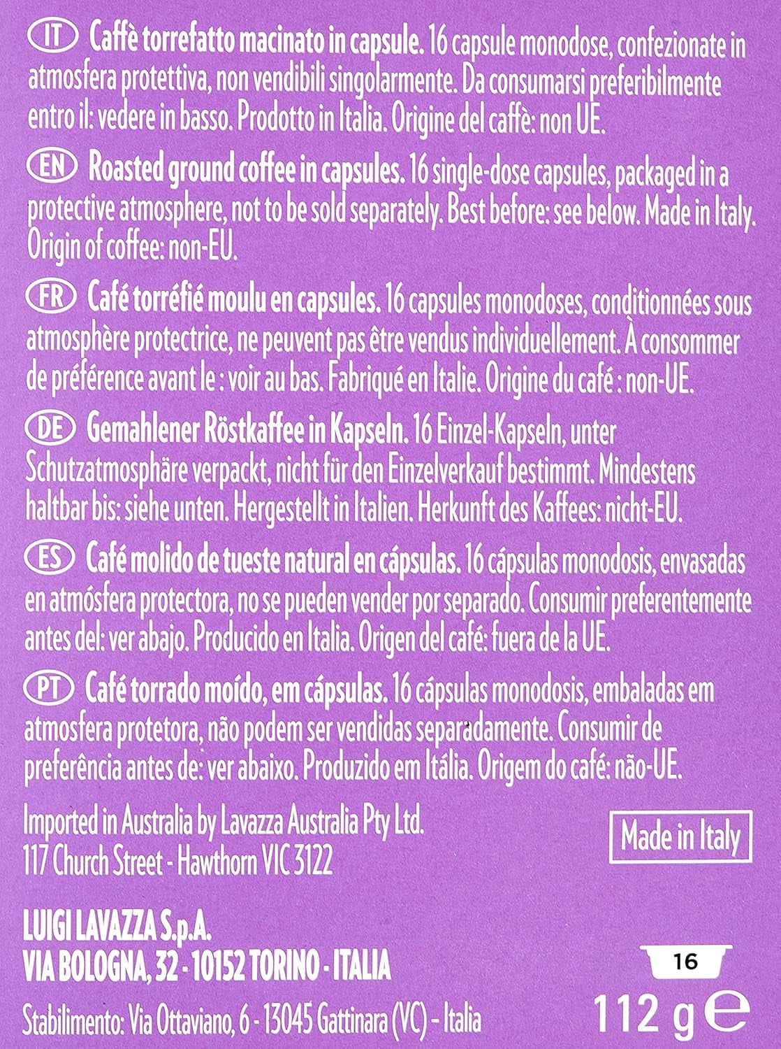Lavazza A Modo Mio Espresso Soave, 1 x 16 kapslar (1 x 112 g)