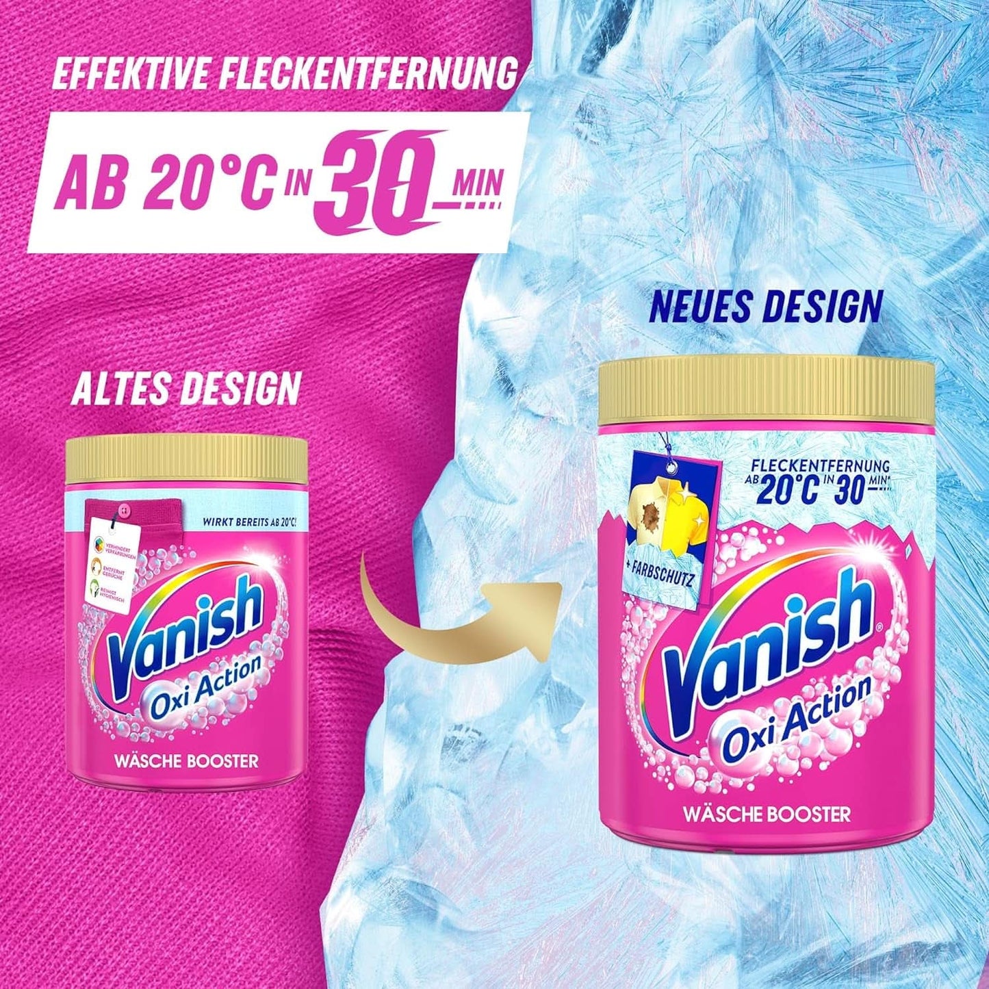 Vanish Oxi Action Powder Pink - 1,125 kg - klorfritt fläckborttagning och tvättförbättringspulver - för färgad tvätt Tvättmedel Naty Shop