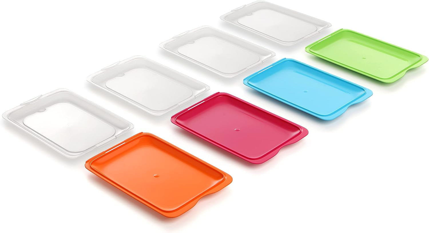 TATAY Fresh Slicer Box Set med 4, BPA-fri, återanvändbar, stapelbar, diskmaskin & MWO, slumpmässiga färger. Mått 17 cm x 3,2 cm x 25,2 cm Naty Shop matförvaringslådor