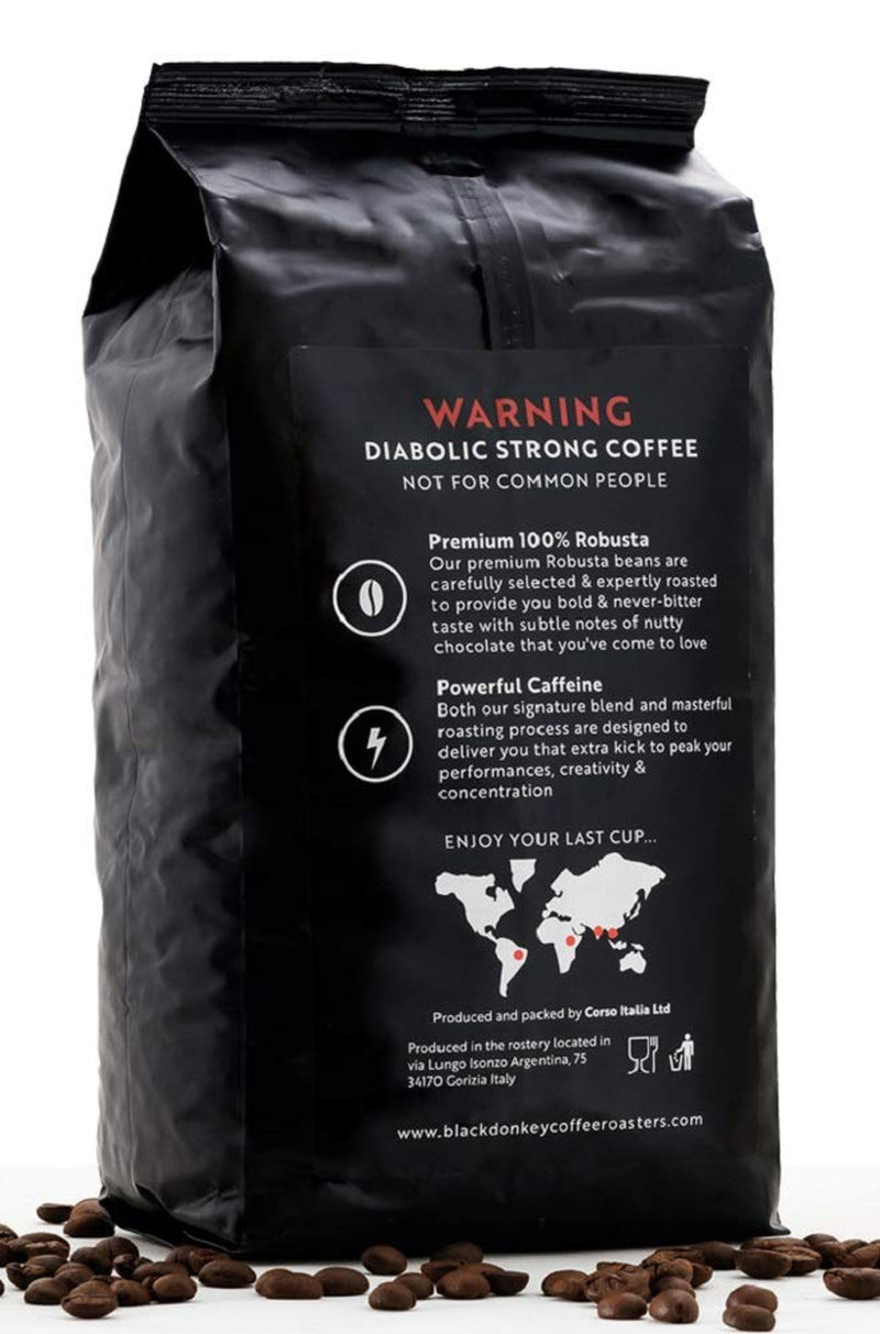 DJÄVELSTEK | Kaffebönor 1KG | Extremt starkt kaffe | Kaffe med hög koffeinhalt | Premium robusta från