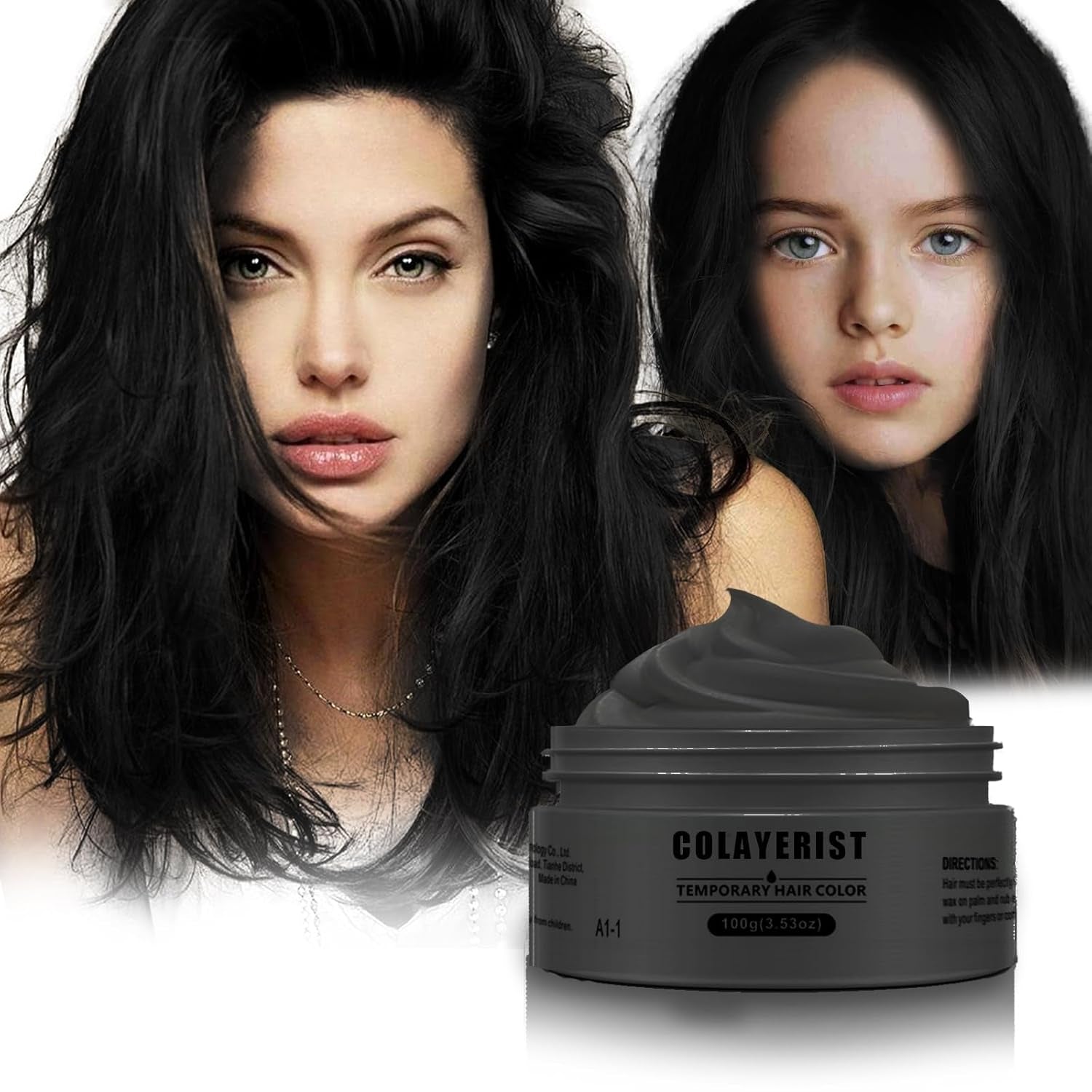 COLAYERIST Tvättbar Tillfällig svart hårfärg Hårfärgsvax för män och kvinnor Hårmascara för fest eller cosplay utan stök hårfärgsprodukter Hårfärgning Naty Shop Black
