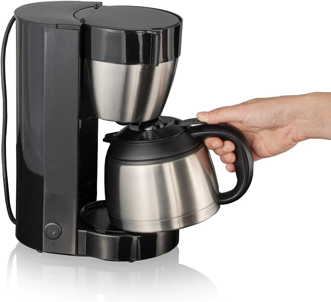 Cloer 5009 Håll varmt filter Espressomaskin för upp till 8 koppar 800W med isolerad rostfri stålkaraff 1x4 filterkopp svart