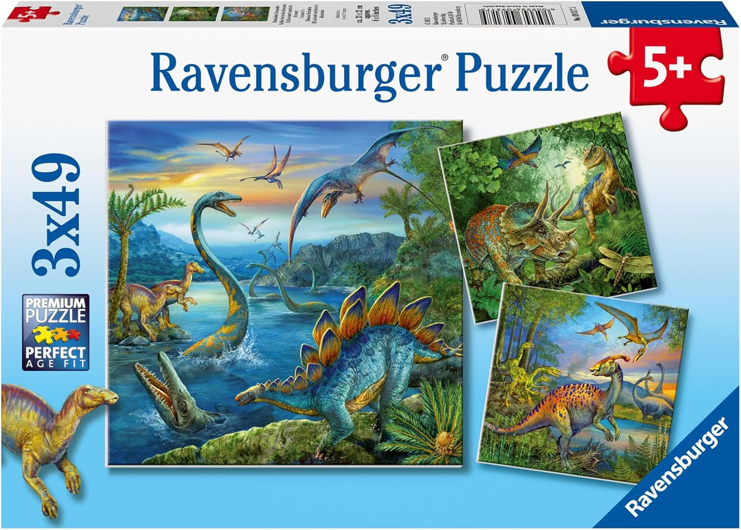 Ravensburger pussel för barn - 09317 Fascination of Dinosaurs - 3X49 bit pussel för barn 5 år och uppåt Pussel Naty Shop Single