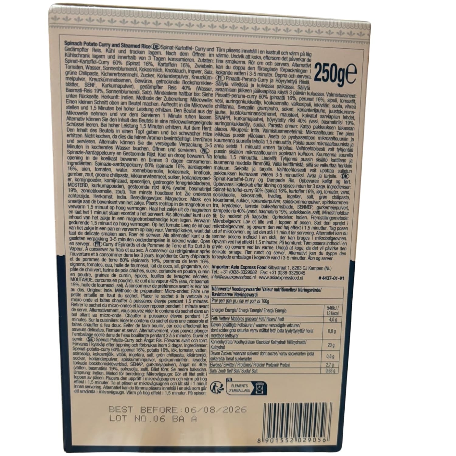 ASHOKA - Snabbcurry med spenat, potatis och ris - (1 x 250 g)