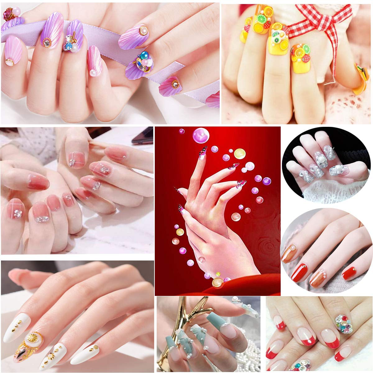 8 Boxen Nail Art Strass Kit - Nail Art Gemischt Strass Set, Nagel Kunst Strasssteine ​​Gems Perlen Edelsteine ​​Bunt Pferdeaugen Strass Für Nageldesign Zubehör Mit 1 Pinzetten Und 1 Strass Picker Für DIY