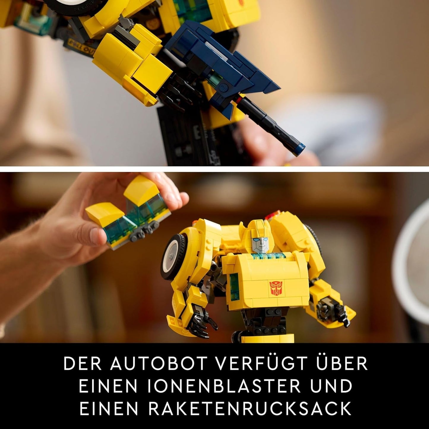 LEGO Icons Transformers Bumblebee, Vuxen samlarrobot Actionfigur, Filmbyggsats för science fiction-fans, Kan förvandlas till en bil, Äventyrsleksak 10338 Byggset Besuche den LEGO-Store