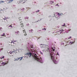 JMEOWIO 3D Nagelsticker Blumen Nail Art Sticker Selbstklebend Nagelaufkleber 5D Stereoskopisk Frühling Sommer Dekoration Nageldesign Zubehör 4 Blatt