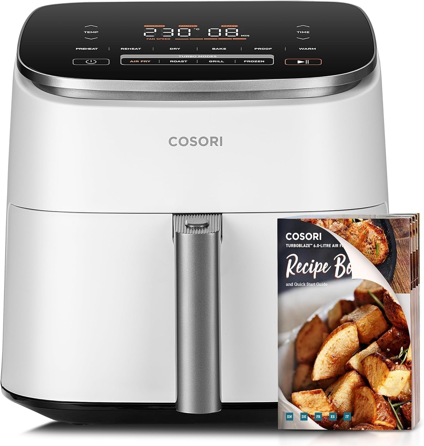 Cosori Turboblaze Hot Air Fryer Airfryer, 9-i-1, 6 liter, tyst apparater Naty Shop White Turboblaze