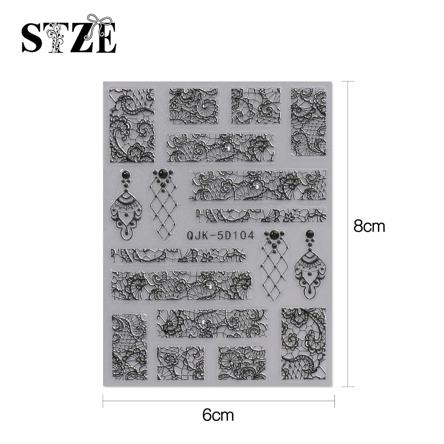 JMEOWIO 3D Nagelsticker Schwarz Weiß Blume Nail Art Sticker Selbstklebend Nagelaufkleber 5D Stereoskopisk Blumen Dekoration Nageldesign Zubehör 4 Blatt