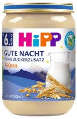HiPP Organic Good Night med 7 flingor (6 x 190g), barnmat från 6 månader, inget tillsatt socker, mycket mättande, bästa ekologiska kvalitet