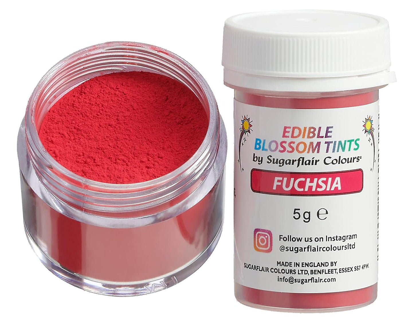Sugarflair Blossom Tint Dust Fuchsia matfärgningspulver - matfärgningspulver för tårtdekorering, sockerpasta, fondant, glasyr, choklad, smörkräm, macarons och mer - 5G