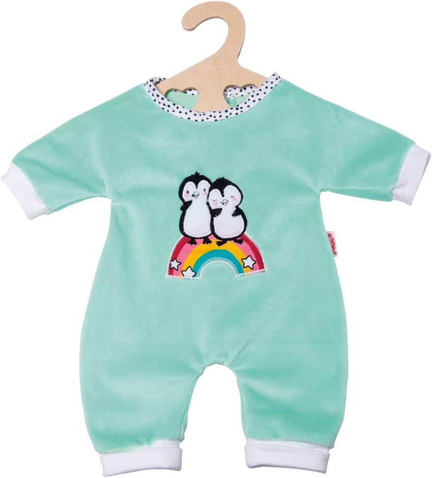 Heless 1181 - Polka Dot Penguin Design Doll Jumpsuit gjord av mjuk velour med högkvalitativ broderi, storlek 28-35 cm