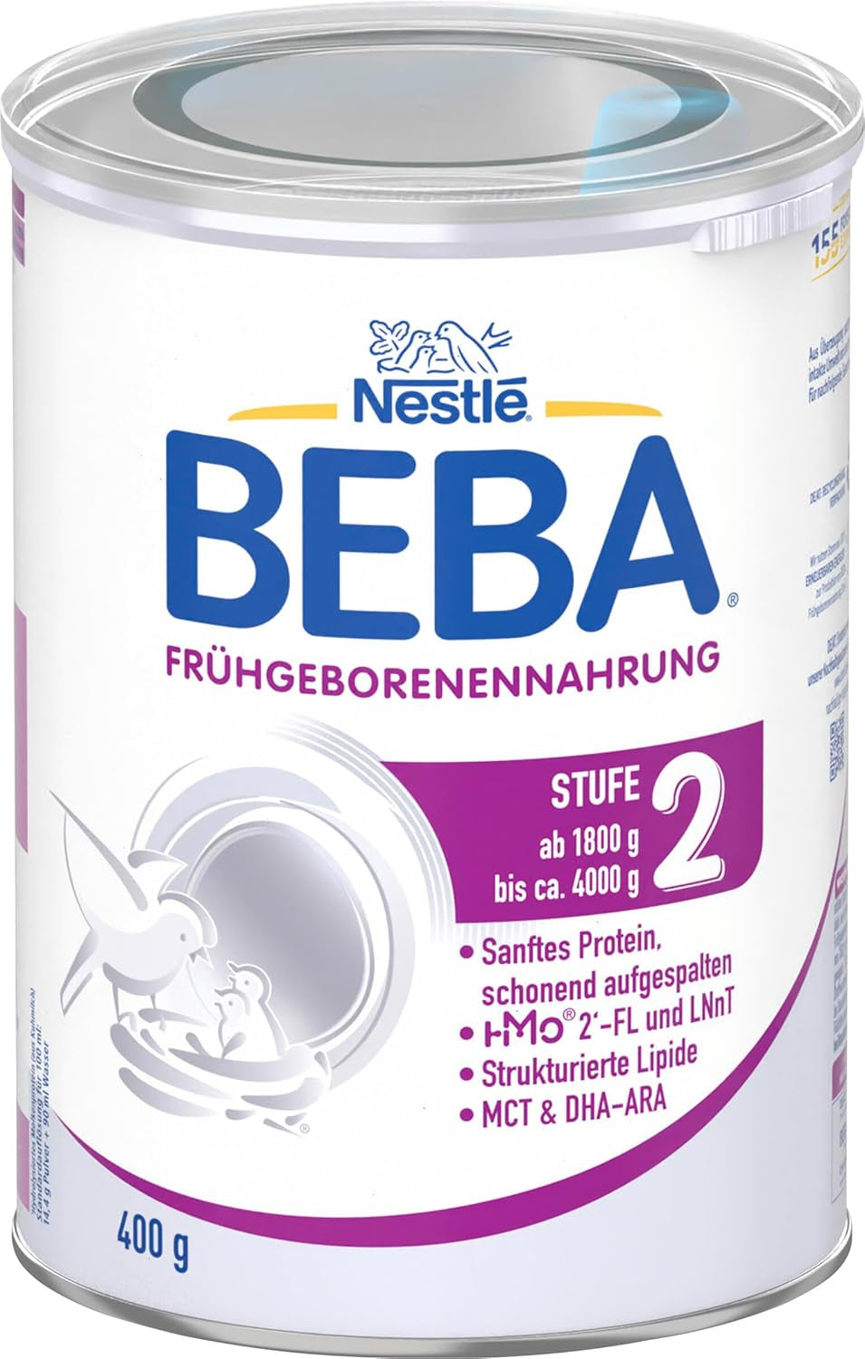BEBA Prematur Spädbarnsformel Steg 2 - För tidigt födda spädbarn efter sjukhusutskrivning, barnmat, babymjölkpulver, 1 förpackning (1 x 400 g)