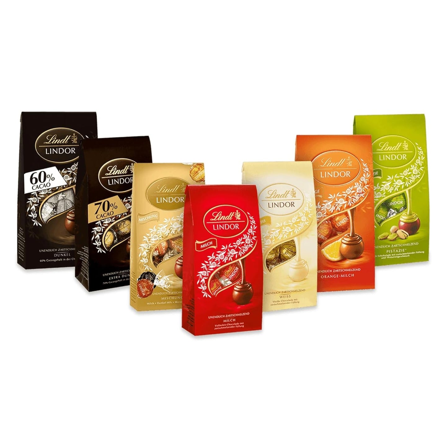 Lindt Choklad Pralin Presentset | 477g | 5 askar Lindt-praliner i varianterna: Exquisite, Mini Praline, LINDOR Gift, Small Thank You, From the Heart | Pralingåva | Choklad present