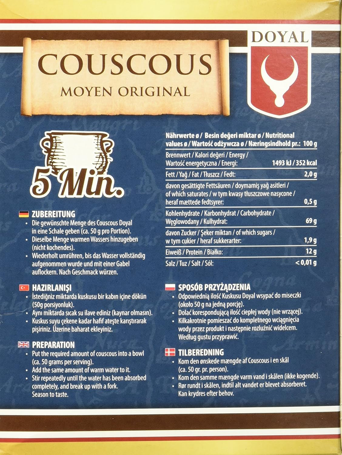 Couscous – Lätt och fluffig couscous med lätt nötsmak – En typisk nordafrikansk specialitet – 1 x 500g
