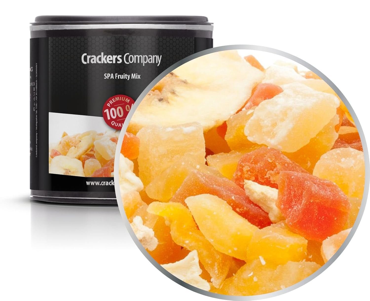 1 x 3 kg exotisk fruktblandning kanderad fruktbitar Papaya Mango Vattenmelon Ananas Kokosnöt Äpple Banan Låg fetthalt Lågt salt Vegetarisk Glutenfria laktosfria torkade produkter Min butik 4 X 80G i liten membranlåda (320G)