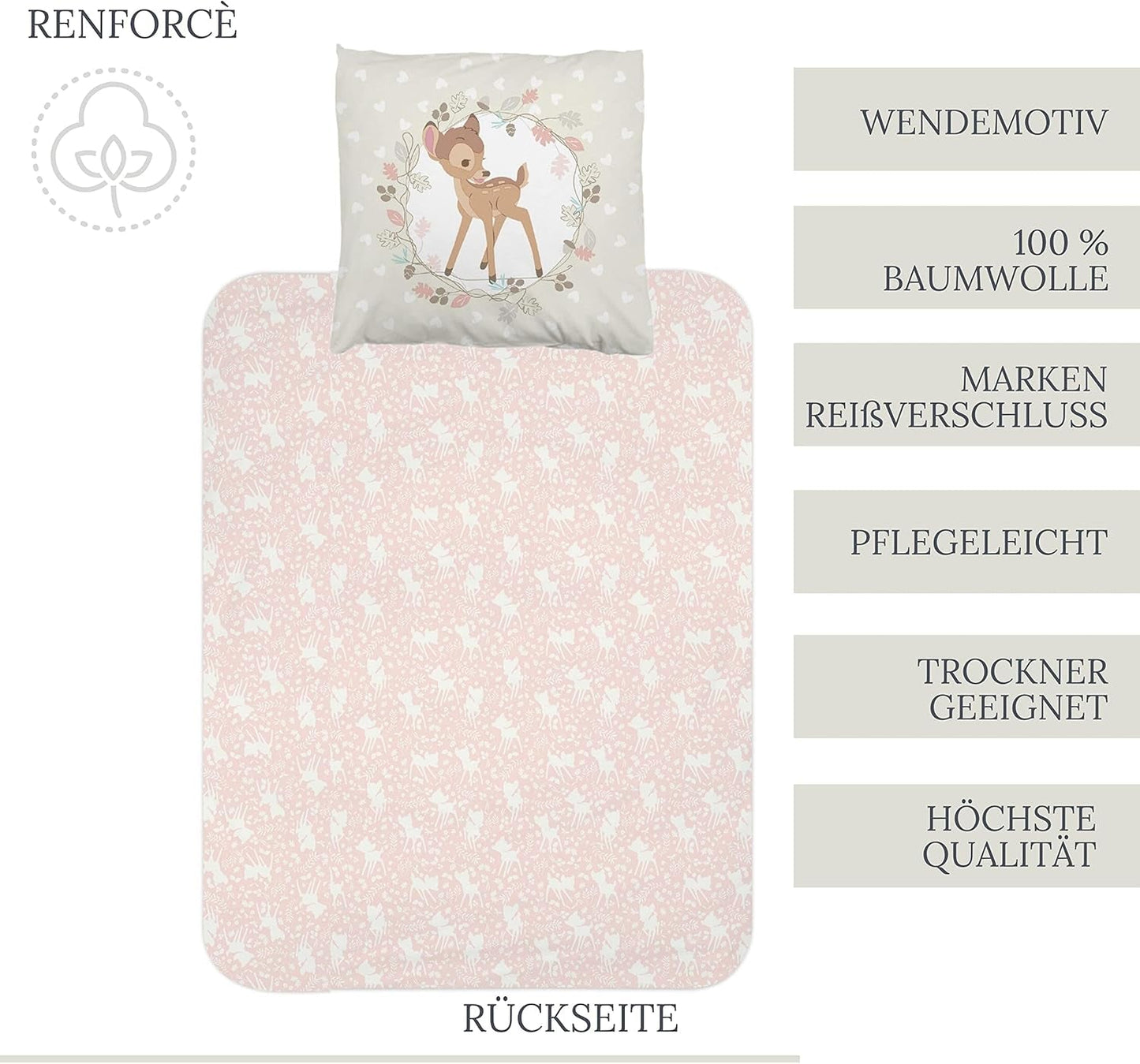 Sängkläder för tjejer, Bambi, 100% bomull Sängkläder - barn Naty Shop