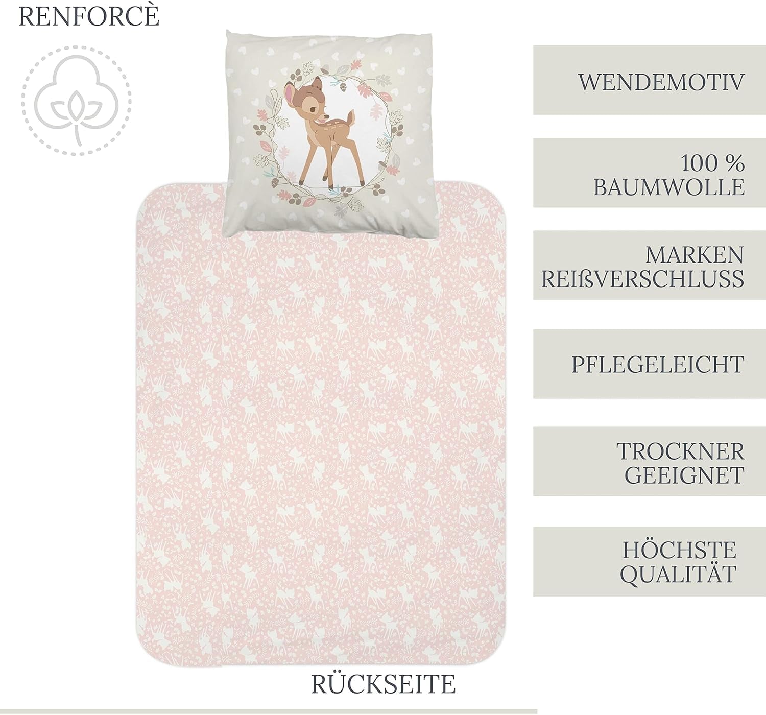 Sängkläder för tjejer, Bambi, 100% bomull Sängkläder - barn Naty Shop