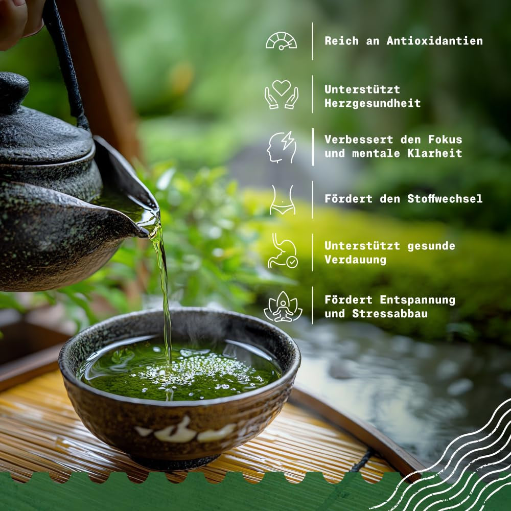Naturalebio japanskt Sencha-te - 200 g Ekologiskt grönt te - 100% rent och naturligt Sencha-grönt te - lösa blad från första skörden - ekologisk produkt odlad i Japan