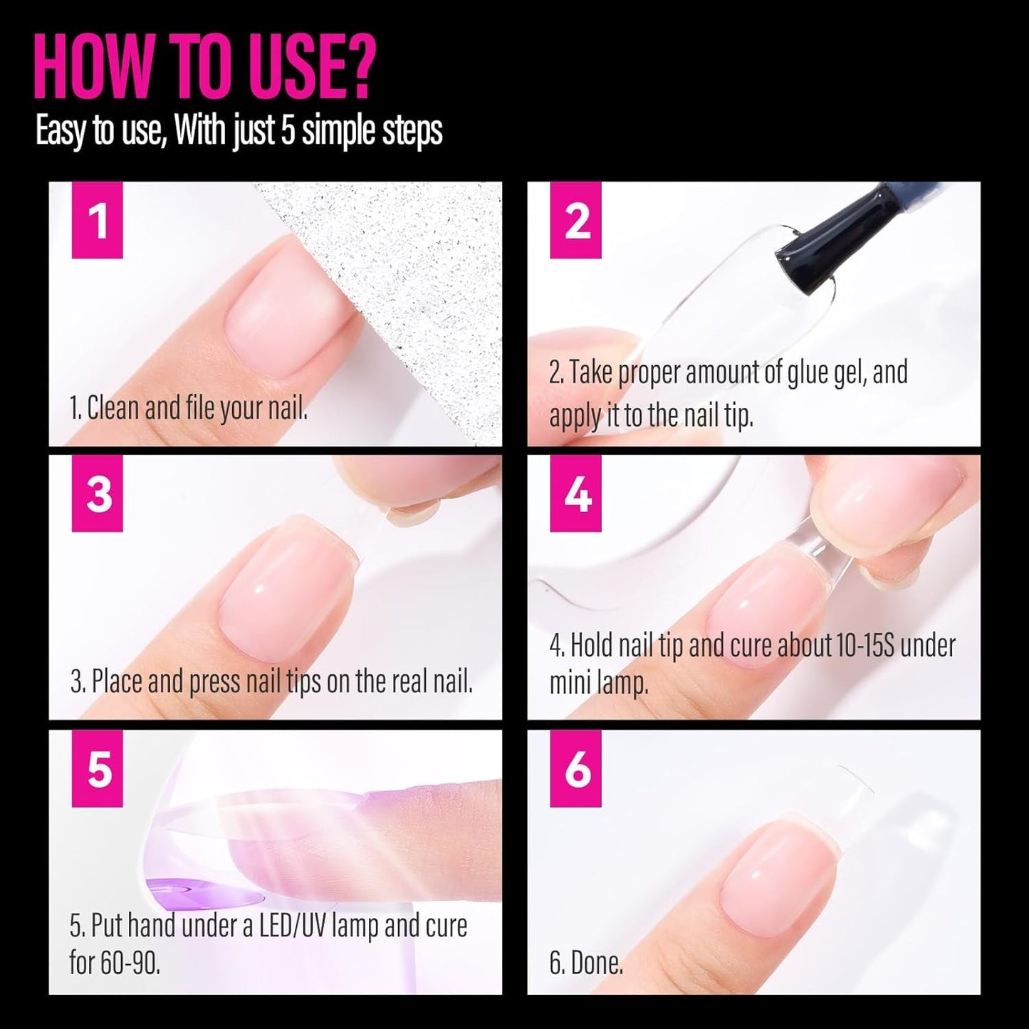 504st Ballerina Medium Gel Nageltyper: Gel Nail Tips PMMA False Nails Nagelförlängningar Konstgjorda naglar 12 storlekar