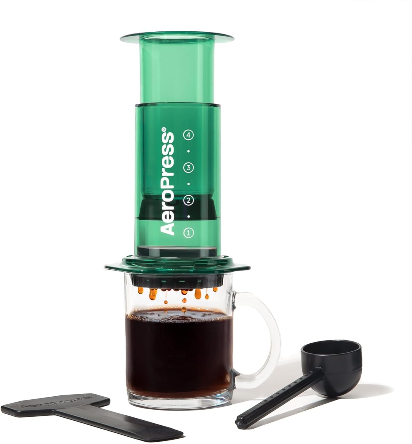 AeroPress original kaffe- och espressobryggare, bärbar kaffebryggare på baristanivå med kammare, kolv och filter, snabbkaffe- och espressobryggare