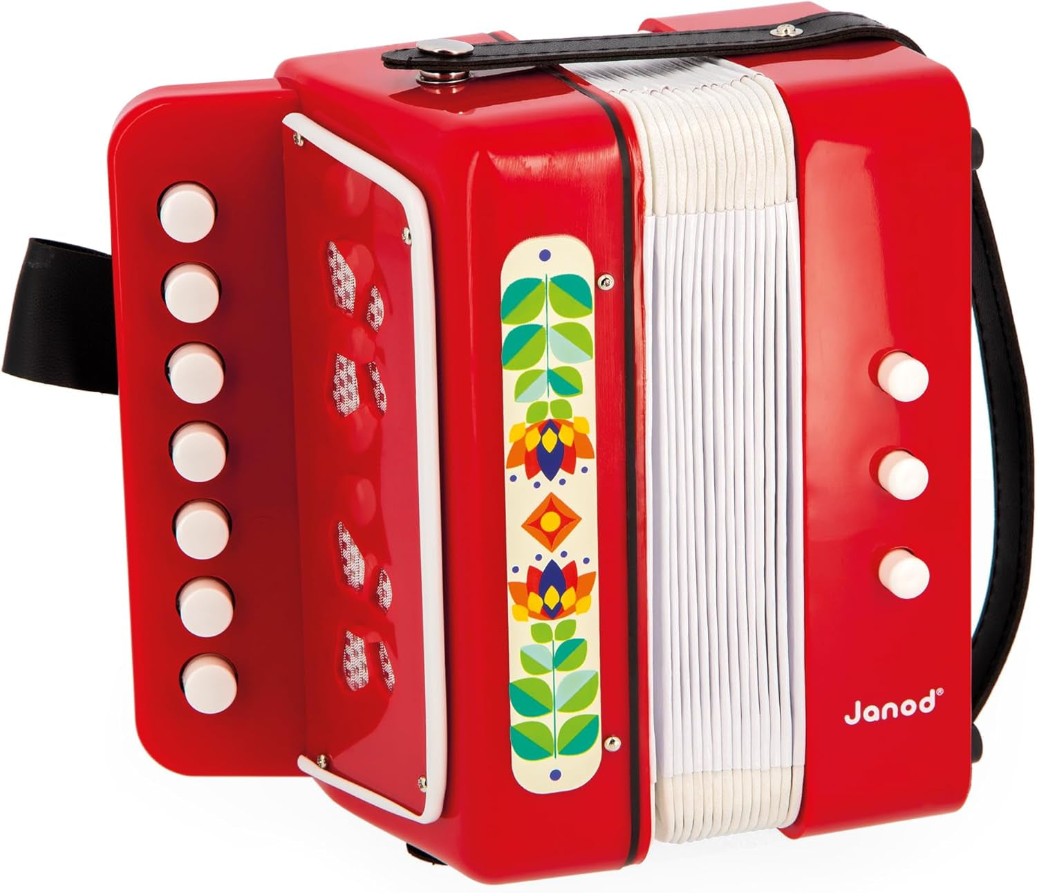 Janod - Dragspel Gioia - Musikinstrument för barn - Rollspel och tidig musikalisk utbildning - Med rem - Från 3 år, J07654 Jucarii Bebe Naty Shop