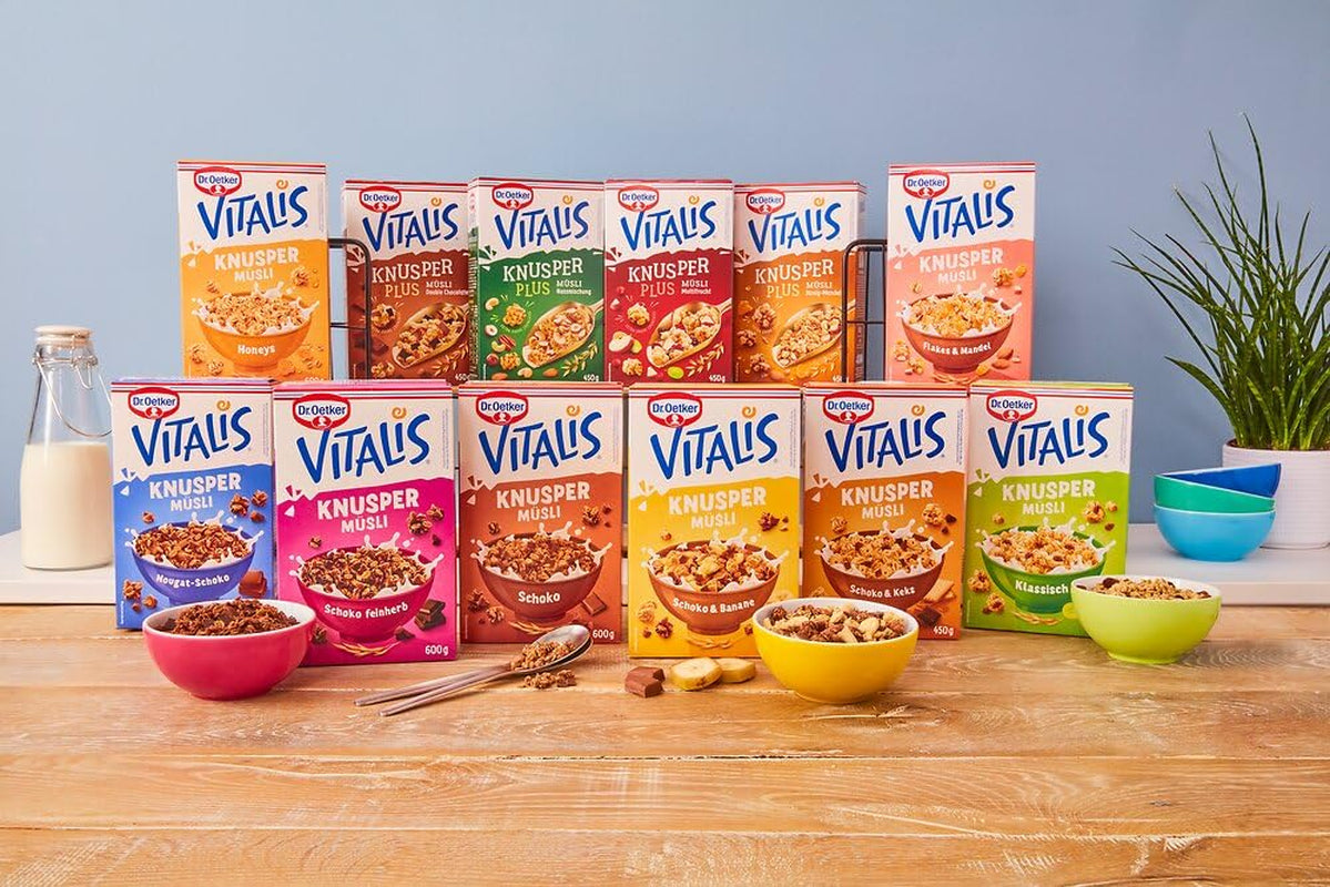 Dr. Oetker Vitalis Crunchy Honeys: Honey Crunchy Müsli för frukost och mellanmål, 5-pack (5 x 600 g)